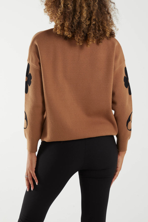 Qed London Floral & Geometric Sparkle Jumper