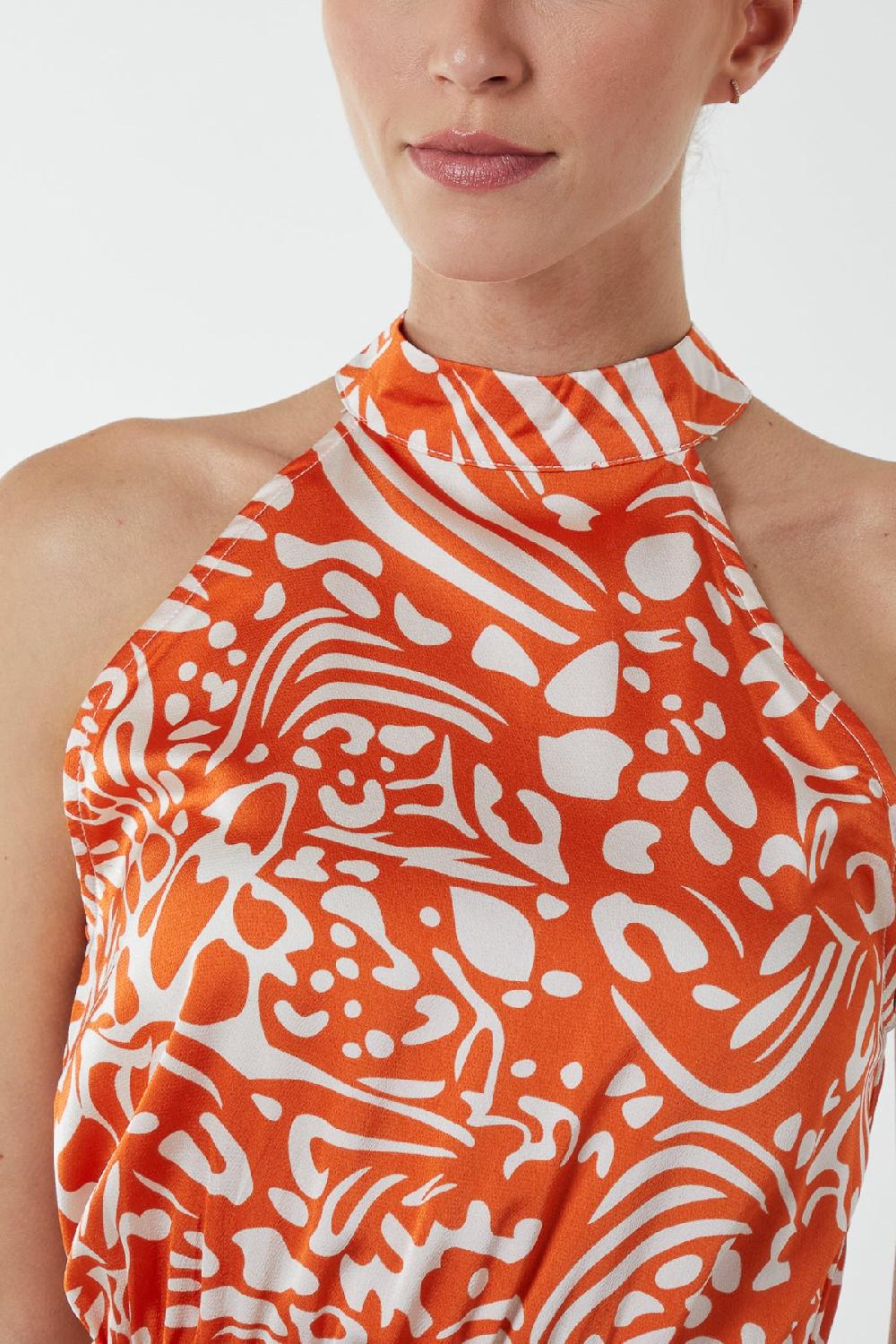 Qed London Floral Halter Neck Wrap Midi Dress