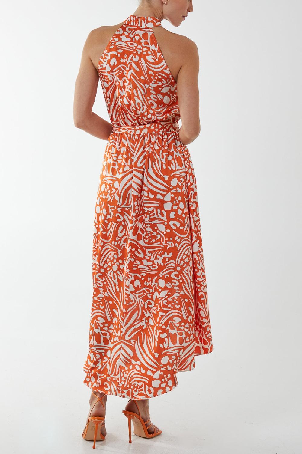 Qed London Floral Halter Neck Wrap Midi Dress