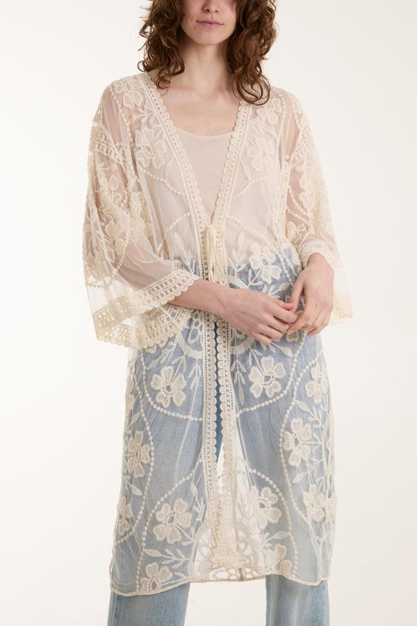 Qed London Floral Lace Kimono