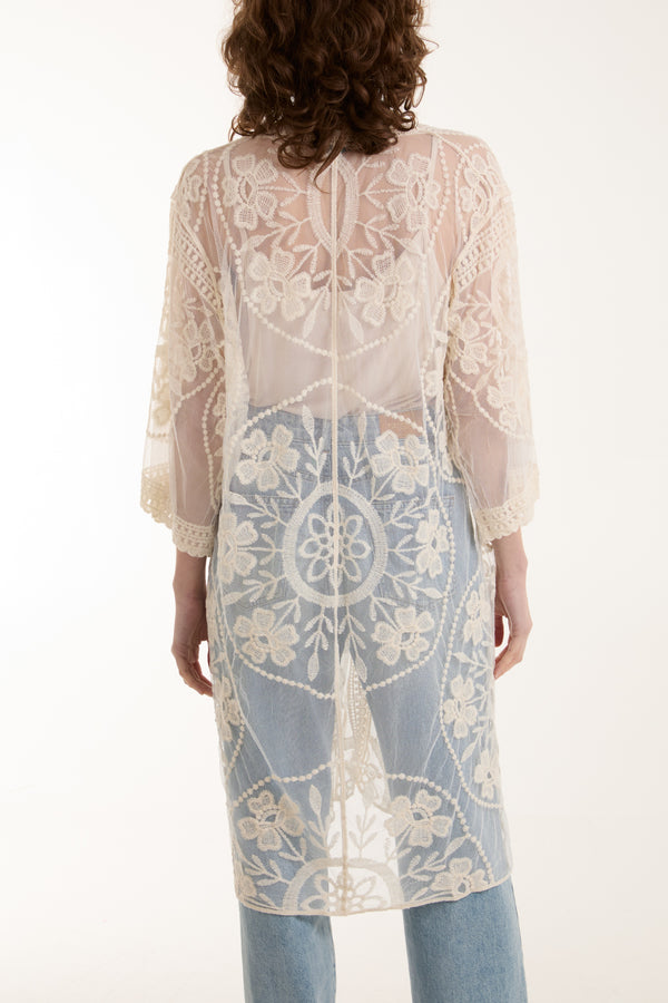 Qed London Floral Lace Kimono