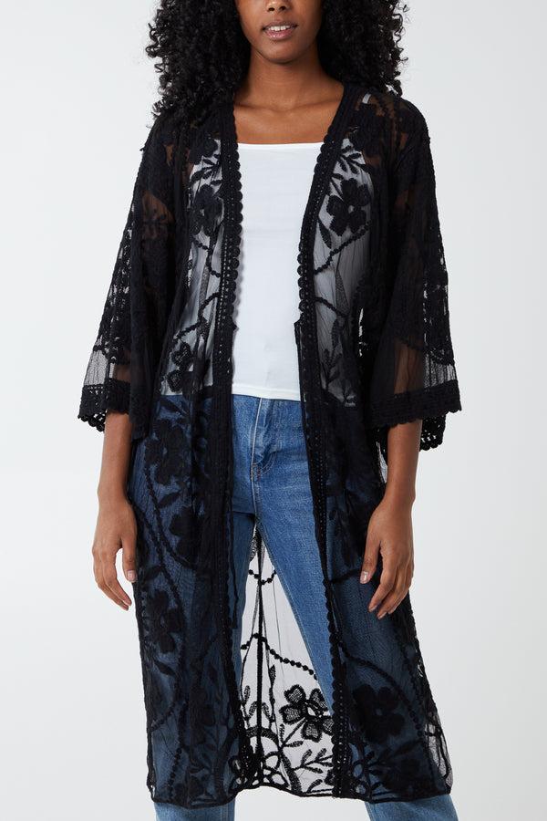 qed london Floral Lace Kimono