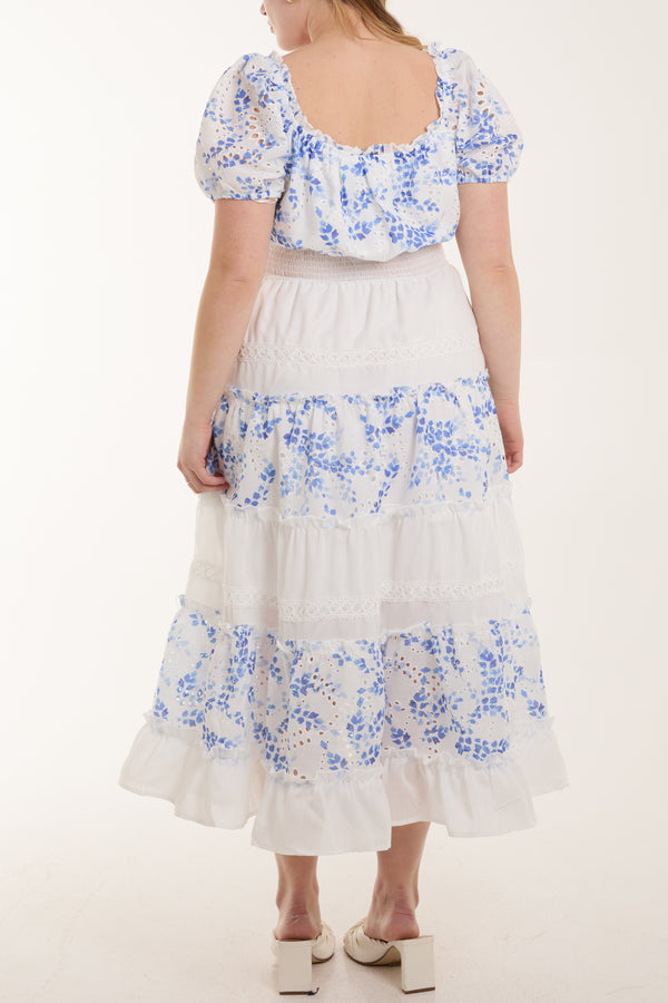 Qed London Floral & Lace Square Neck Maxi Dress