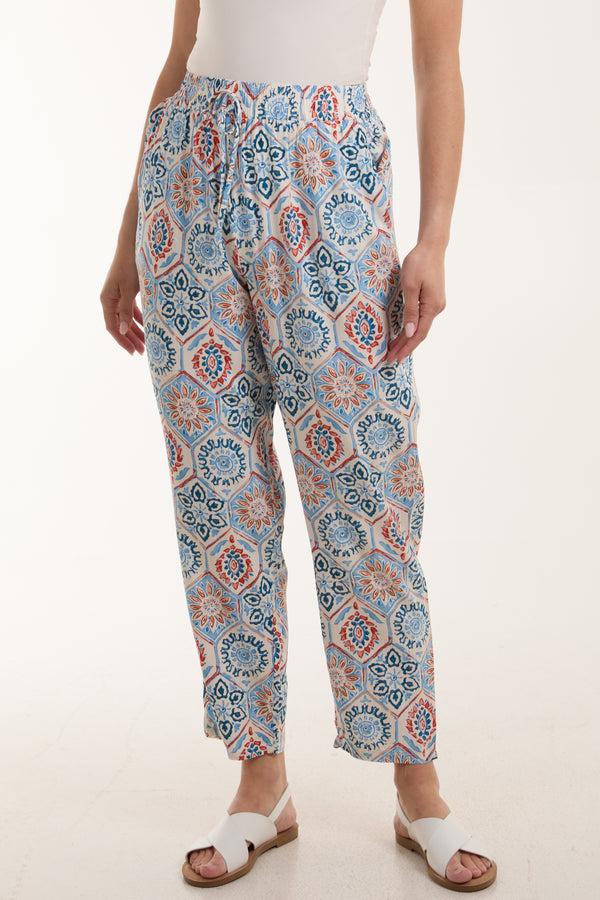 Qed London Floral Mandala Print Capri Trousers