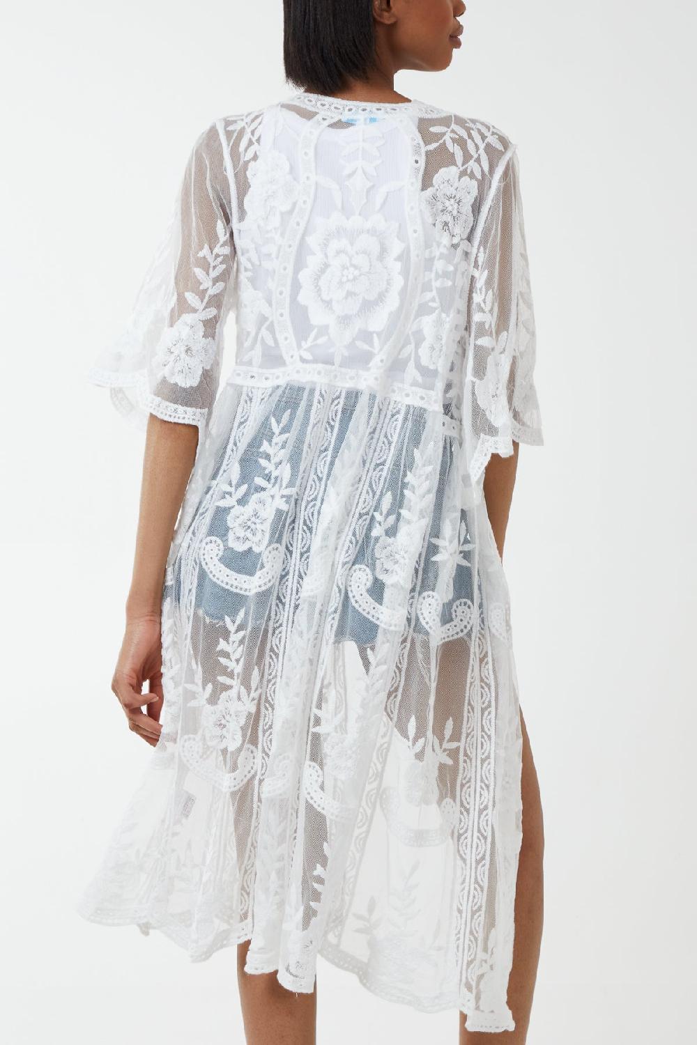 Qed London Floral & Paisley Lace Kimono