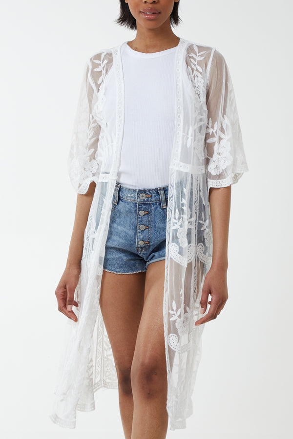 qed london Floral & Paisley Lace Kimono