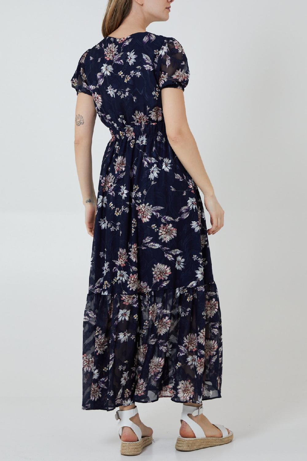 Qed London Floral Print Tiered Maxi Dress