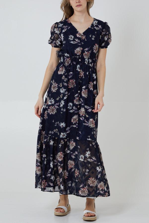 qed london Floral Print Tiered Maxi Dress