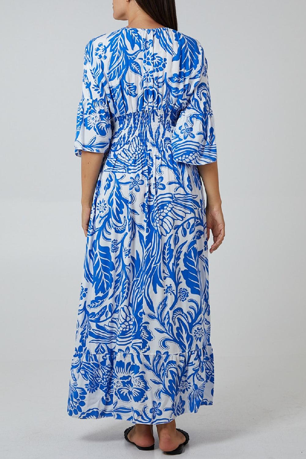 Qed London Floral Shirred Waist Maxi Dress