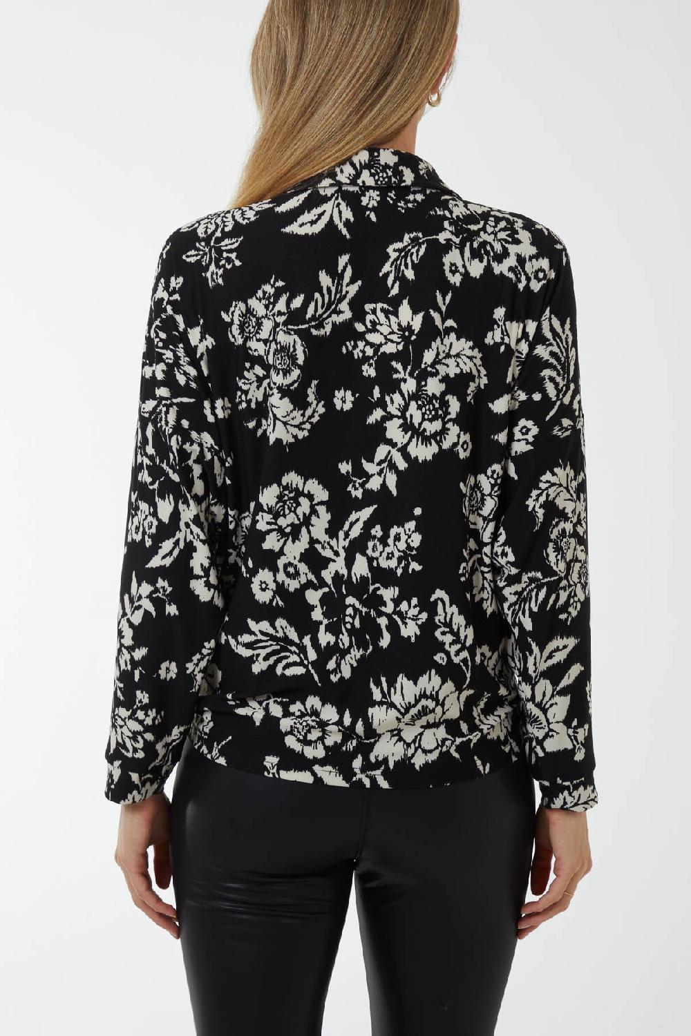 Qed London Floral Tie Front Floral Shirt