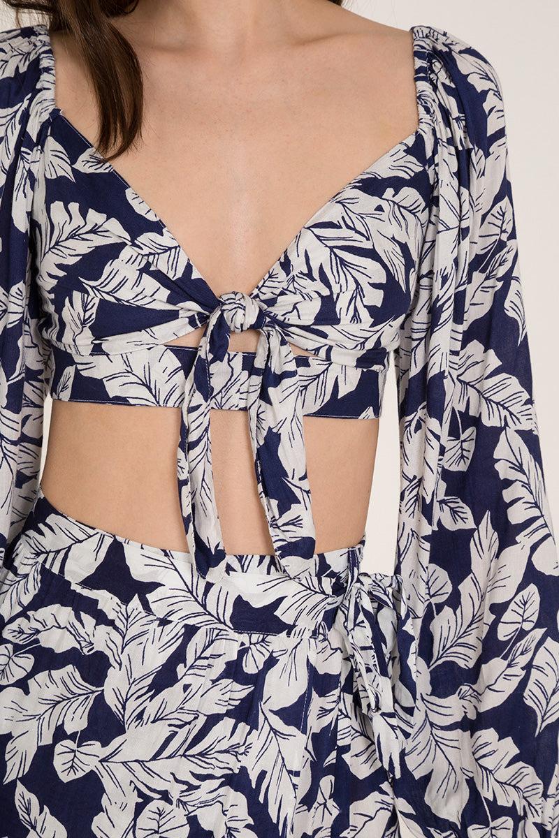 Qed London Floral Tie Front Top & Midi Skirt Set