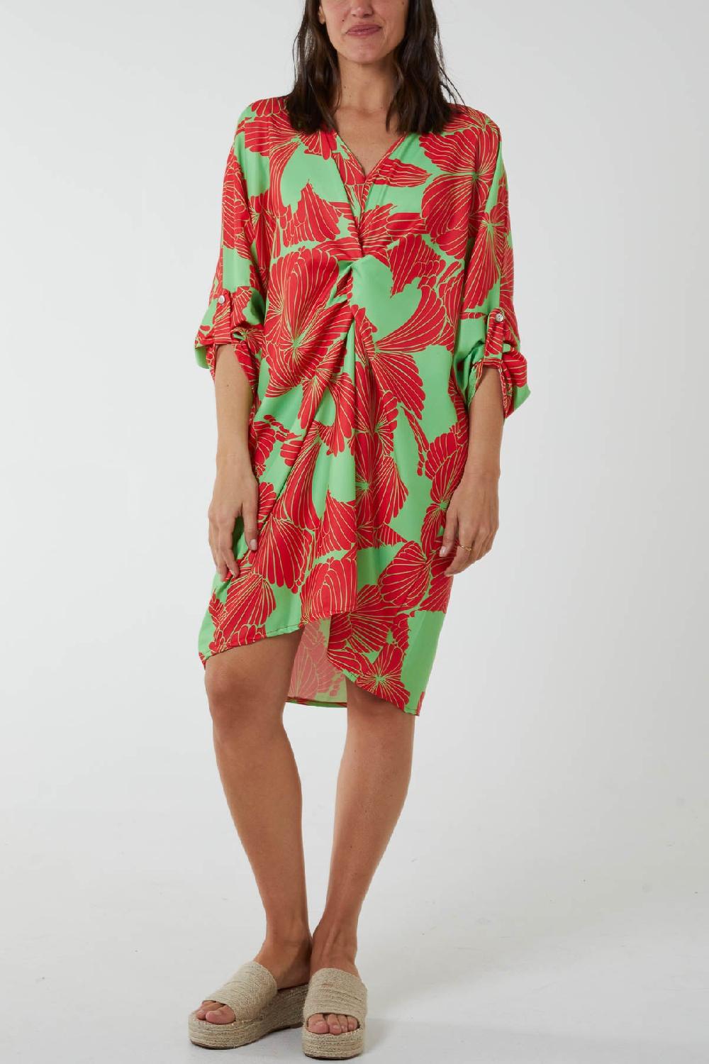 Qed London Floral Twisted Front Midi Dress