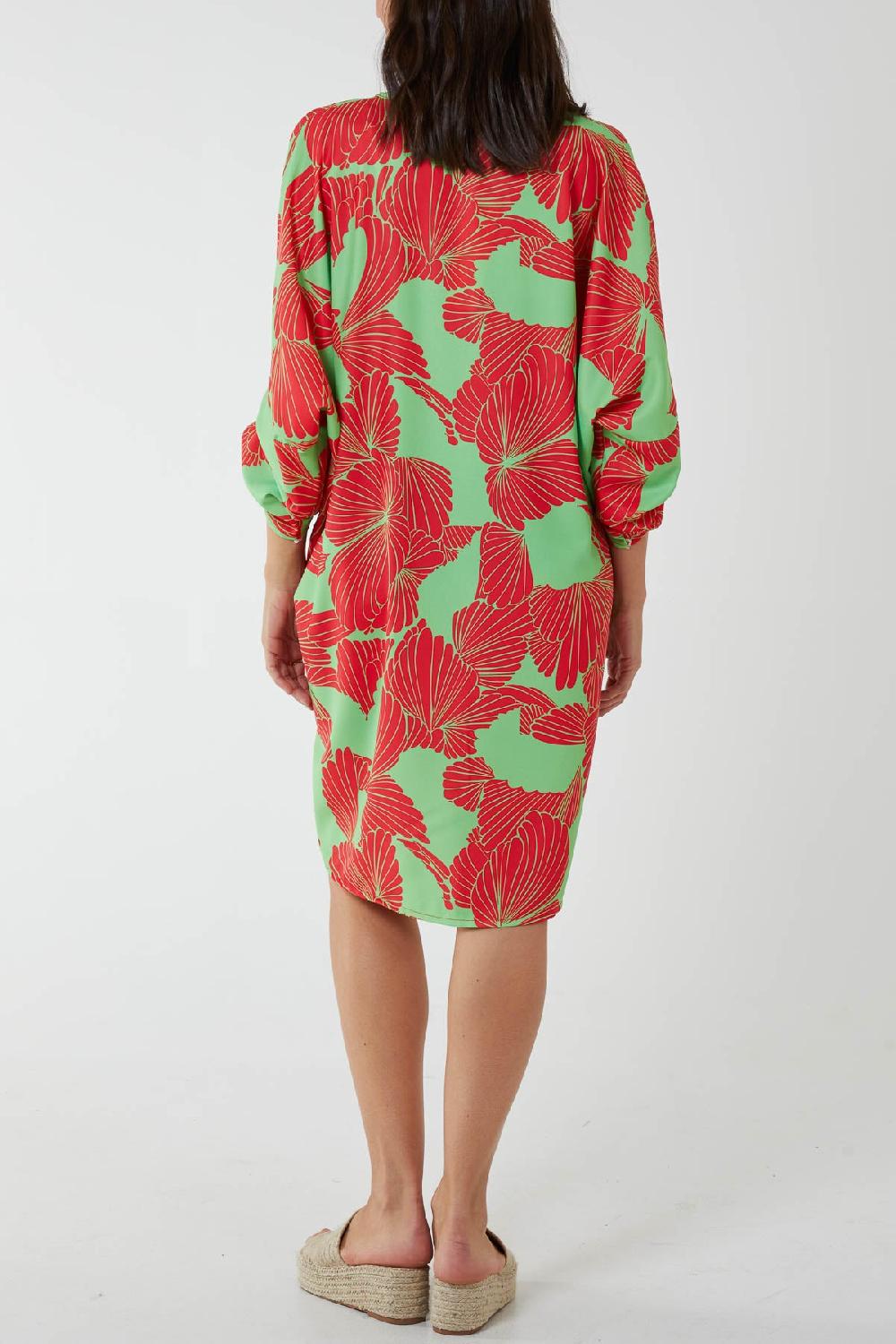 Qed London Floral Twisted Front Midi Dress