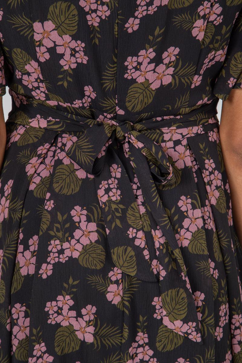 Qed London Floral Wrap Tie Back Mini Dress