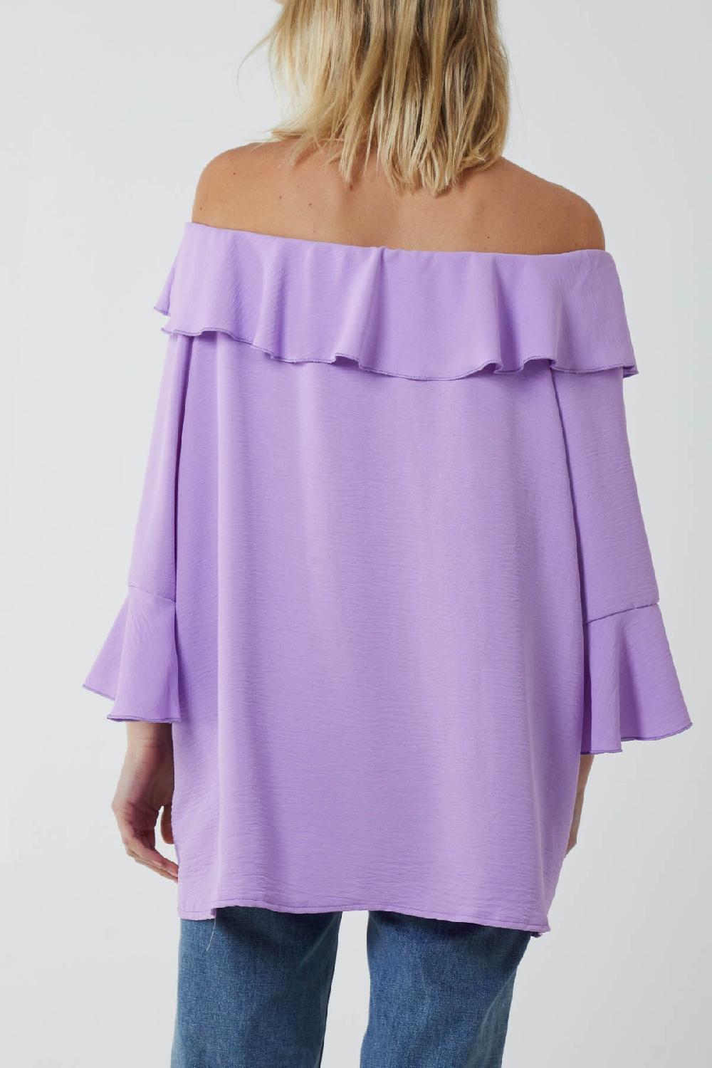 Qed London Flounce Bardot Oversized Blouse