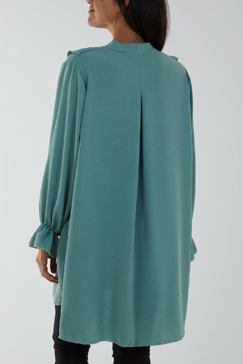 Qed London Flounce Poly Crepe Oversized Shirt