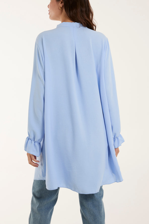 Qed London Flounce Poly Crepe Oversized Shirt