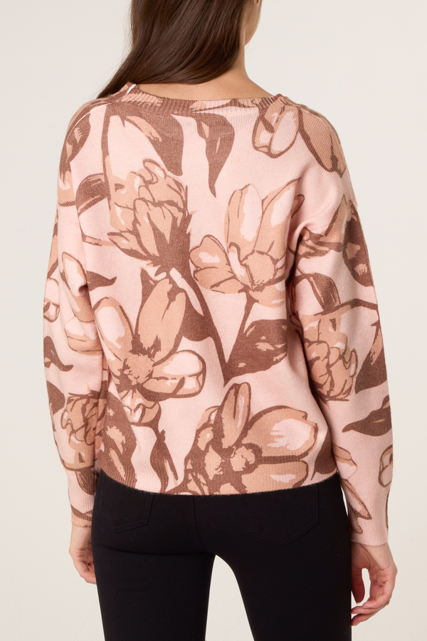Qed London Flower Embellished Crew Neck Jumper