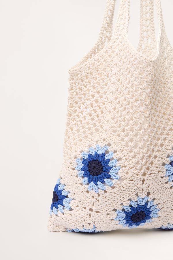 Qed London Flowers Crochet Tote Bag