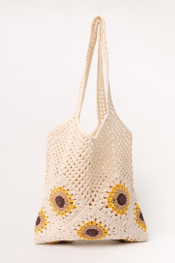 Qed London Flowers Crochet Tote Bag