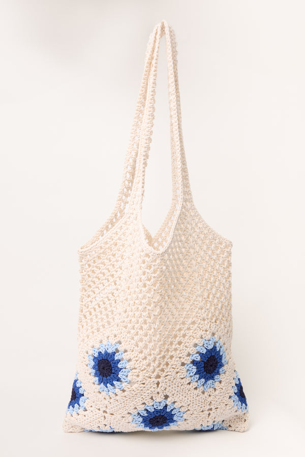 qed london Flowers Crochet Tote Bag