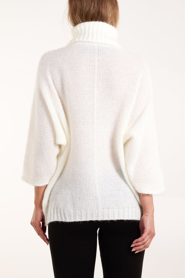 Qed London Fluffy Roll Neck Jumper