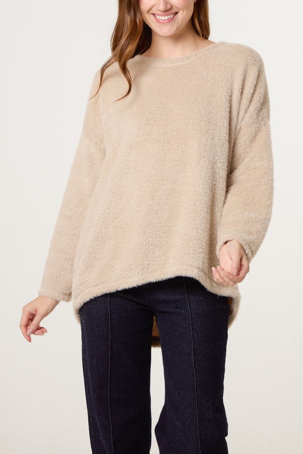 Qed London Fluffy Round Neck Jumper