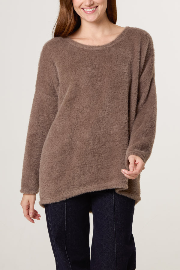 qed london Fluffy Round Neck Jumper