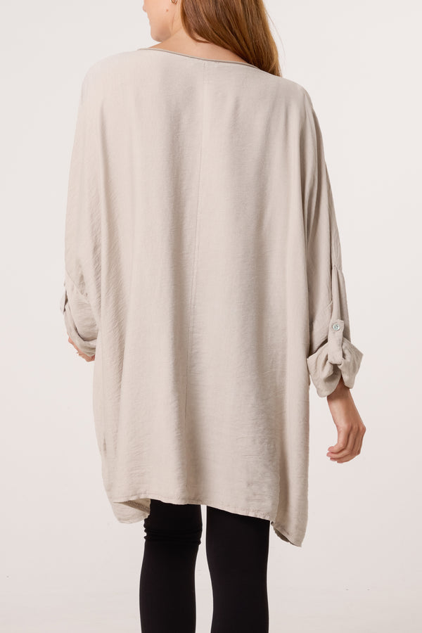Qed London Foil 'Amour' V-Neck Long Sleeve Top