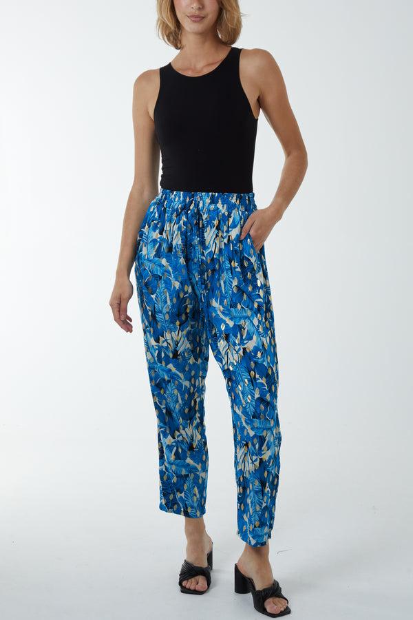 Qed London Foil Leaf Detail Capri Trousers