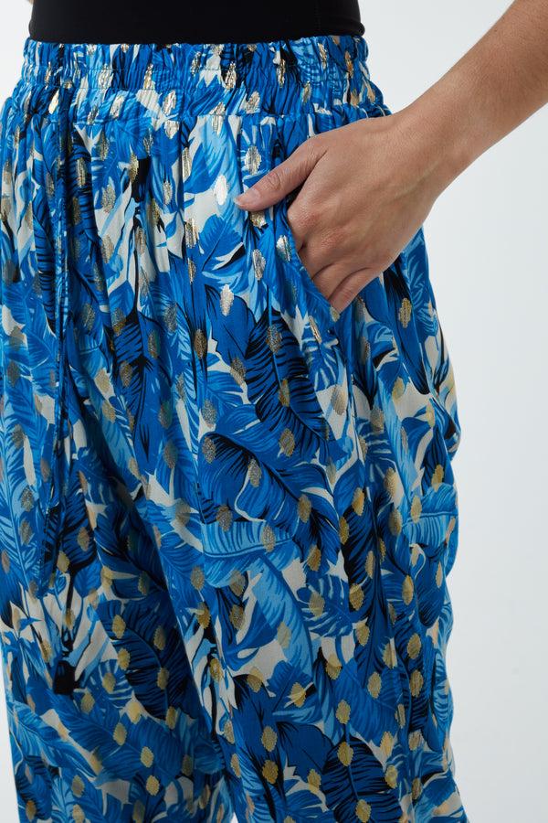 Qed London Foil Leaf Detail Capri Trousers