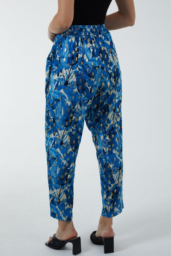 Qed London Foil Leaf Detail Capri Trousers