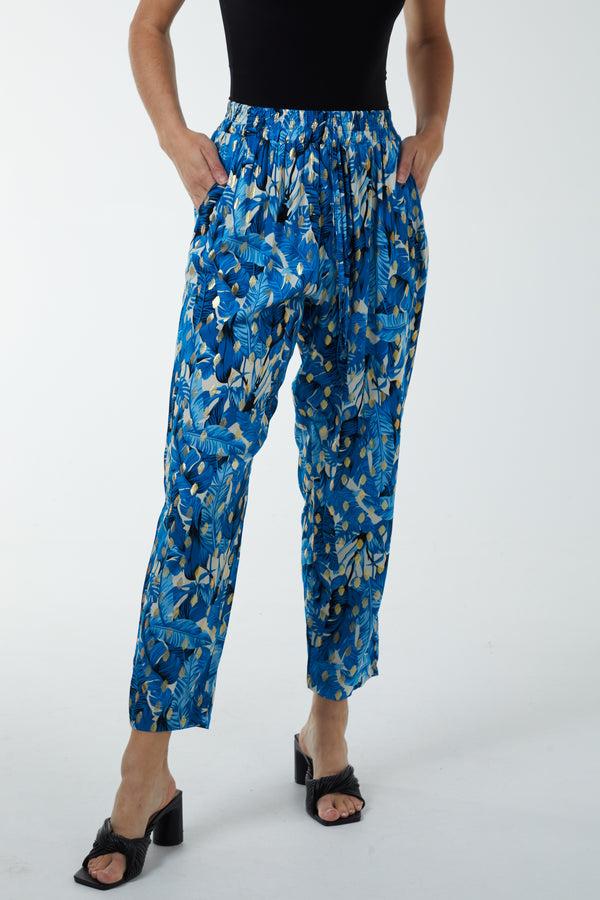 qed london Foil Leaf Detail Capri Trousers