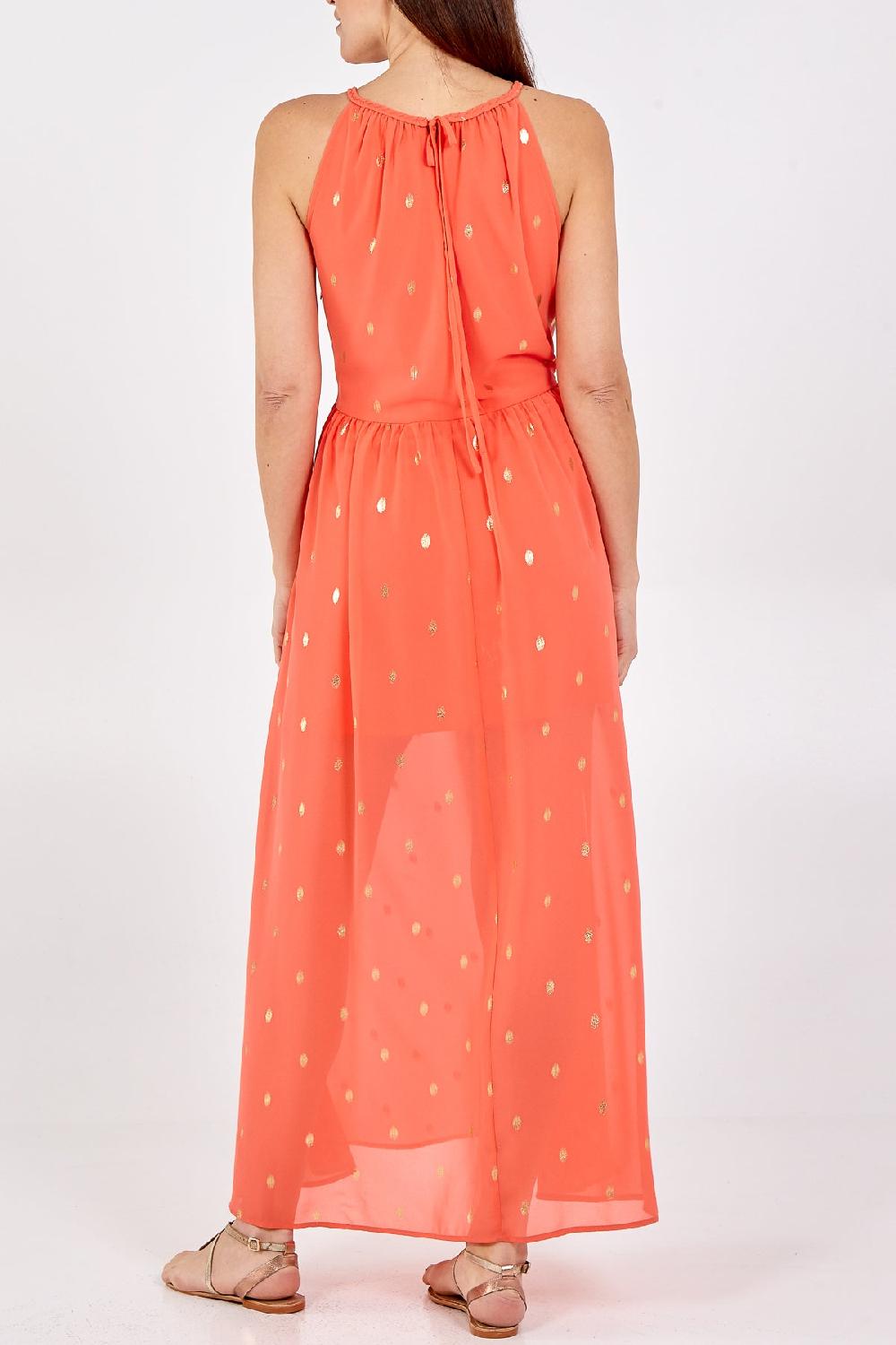 Qed London Foil Print Halter Neck Maxi Dress