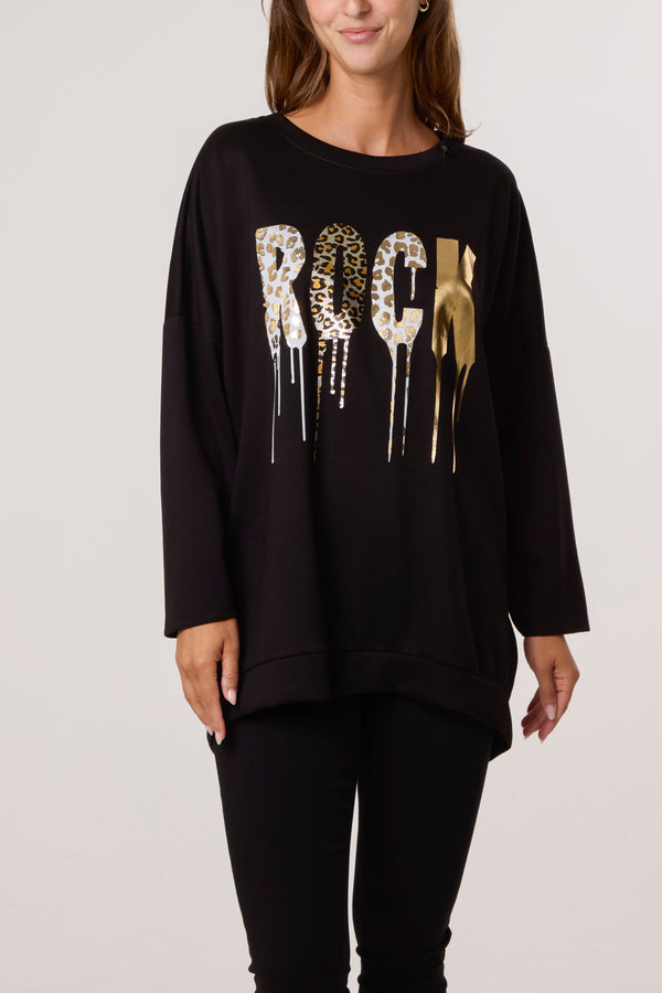 Qed London Foil Rock Back Zip Sweatshirt
