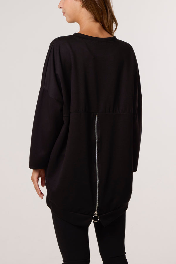 Qed London Foil Rock Back Zip Sweatshirt