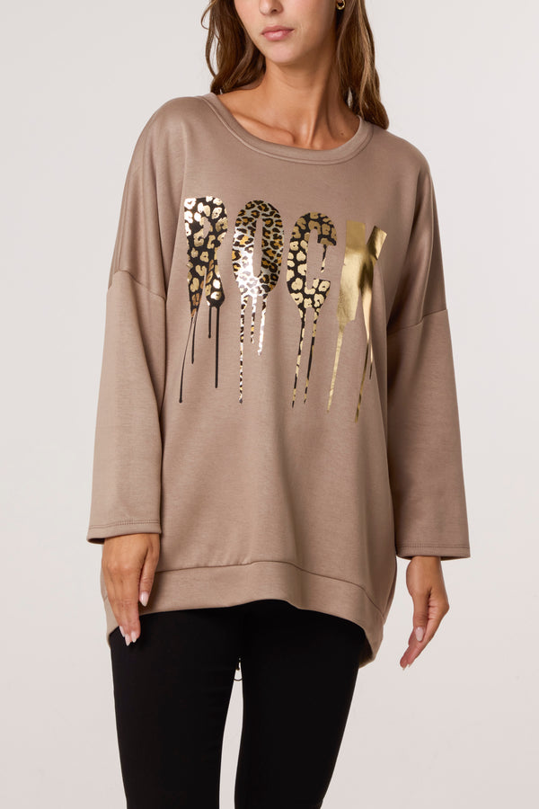 Qed London Foil Rock Back Zip Sweatshirt