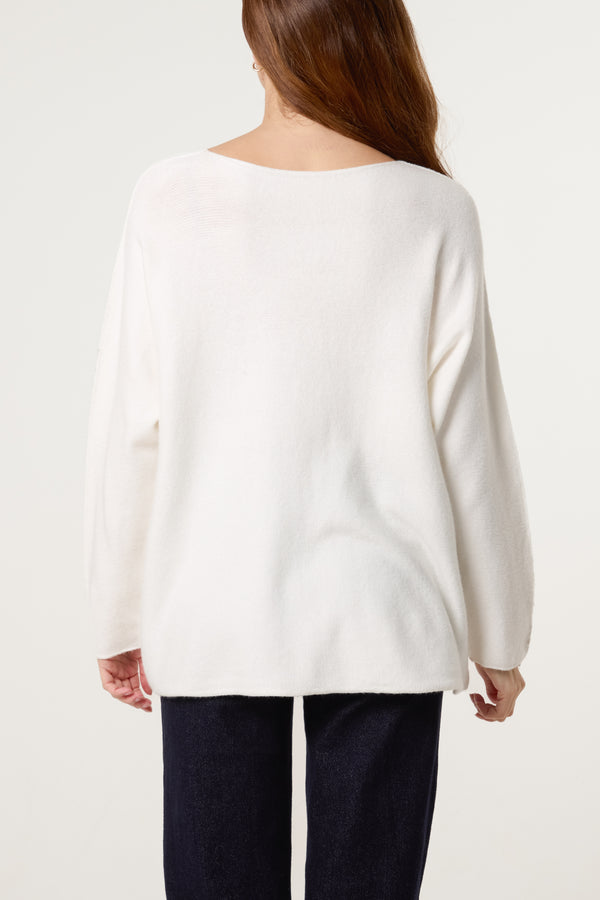 Qed London Foil Snowflakes Wool Blend Jumper