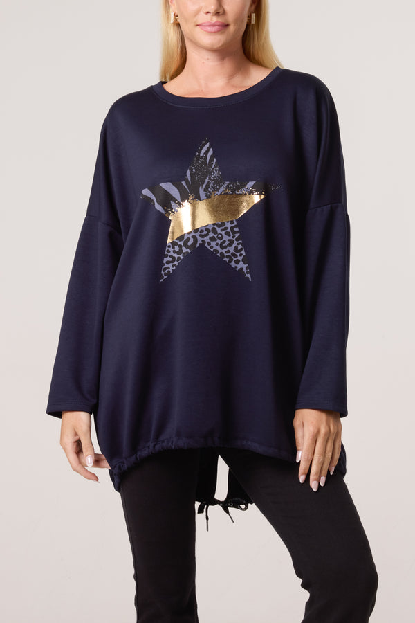 Qed London Foil Star Soft Touch Sweatshirt