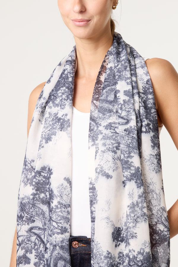 Qed London Forest Toile De Jouy Scarf