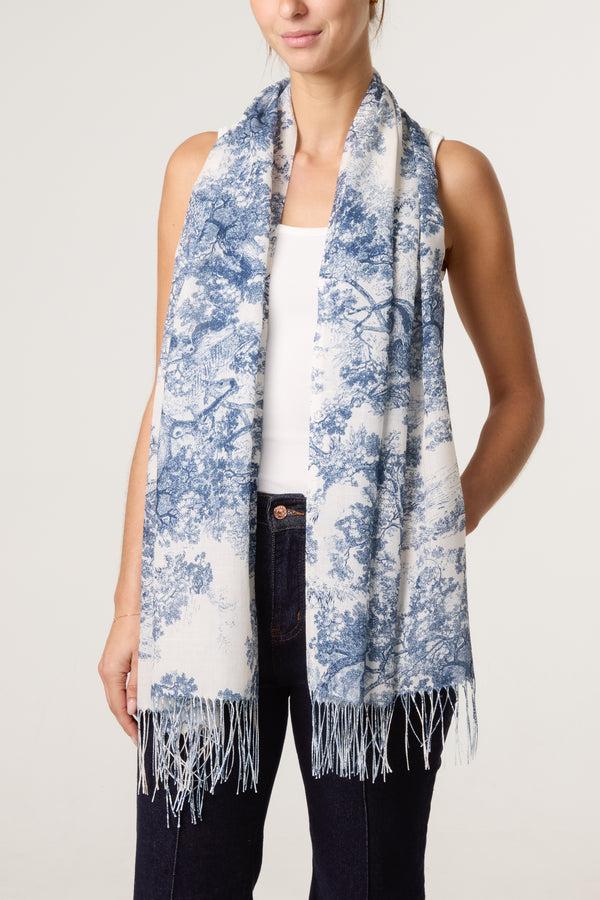 Qed London Forest Toile De Jouy Scarf