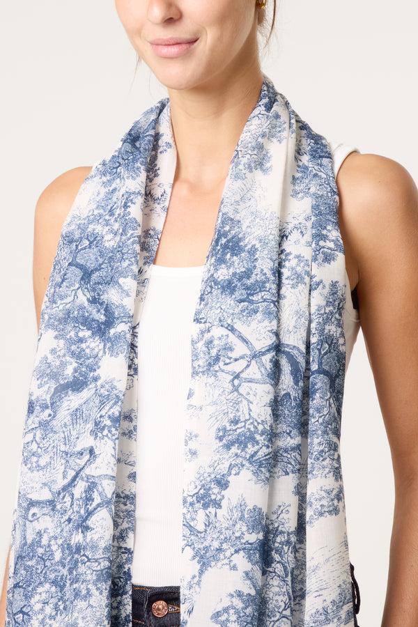 Qed London Forest Toile De Jouy Scarf