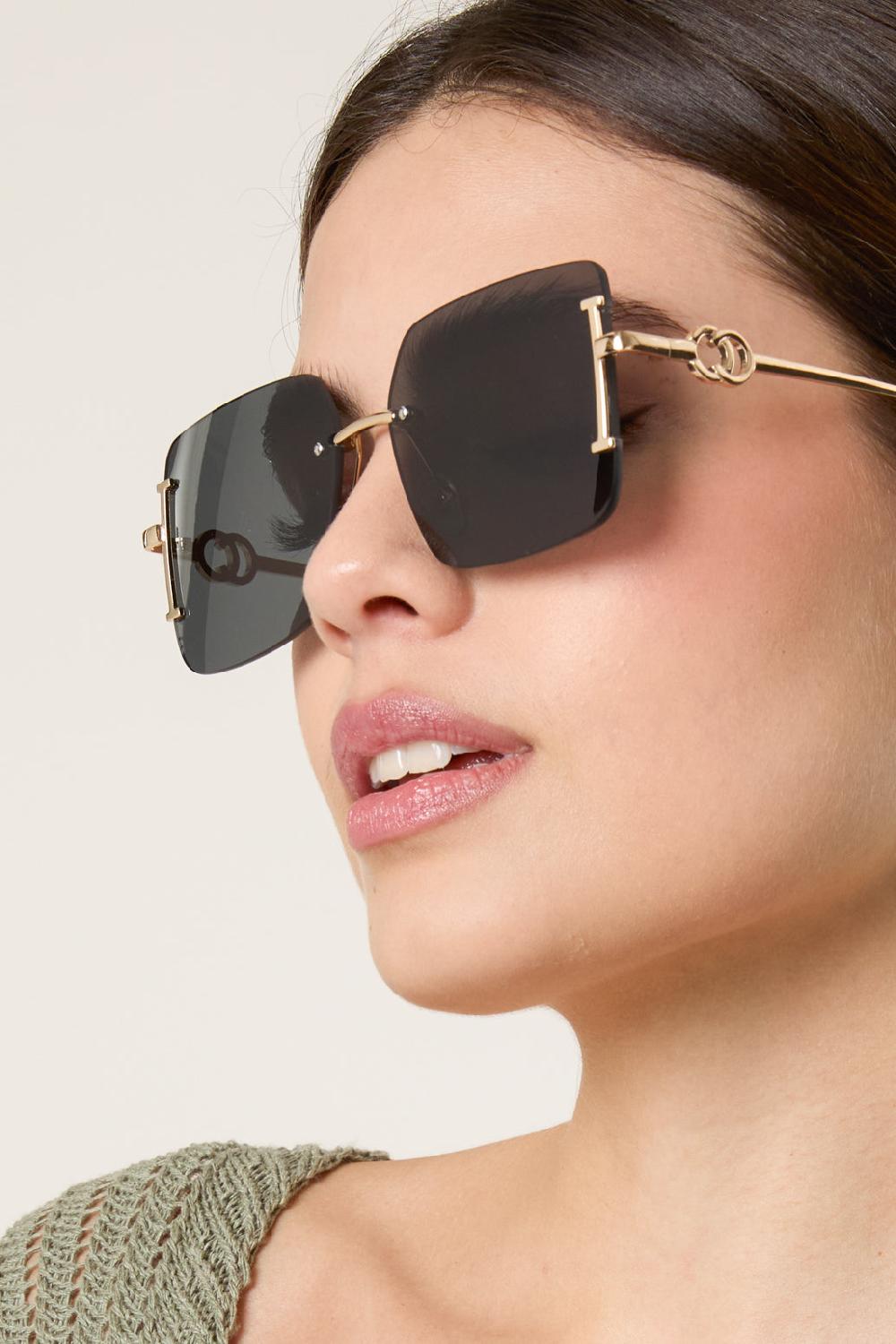 Qed London Frameless Oversized Gold Arm Sunglasses