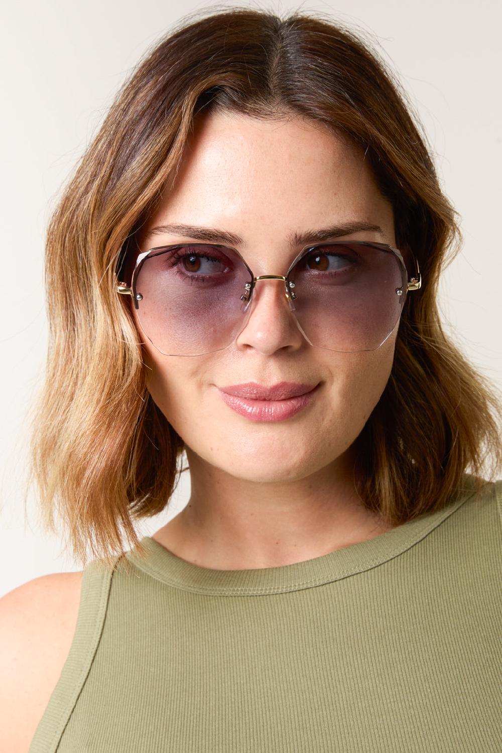 Qed London Frameless Purple Lens Sunglasses