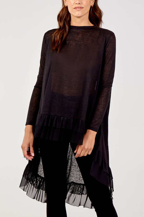 Qed London Frill Hem High Low Tunic