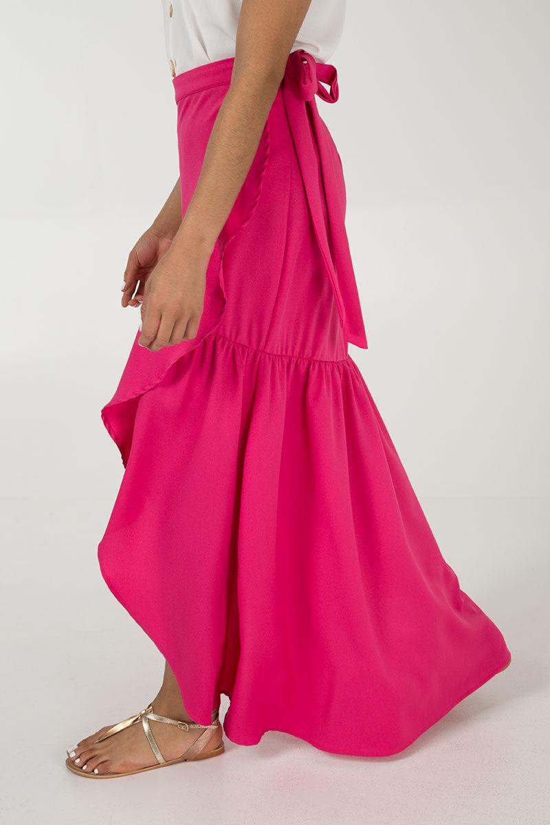 Qed London Frill Hem Wrap Maxi Skirt