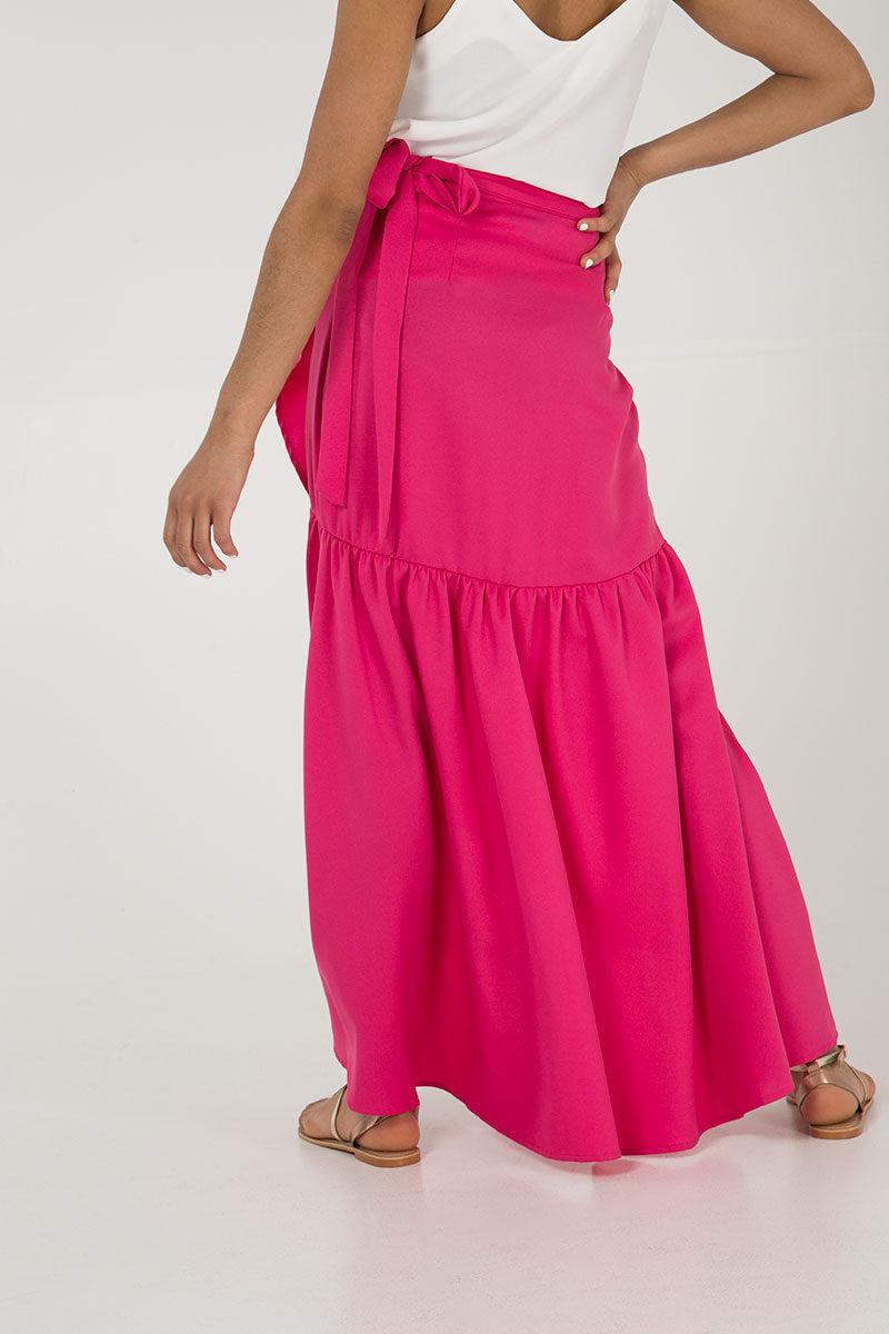 Qed London Frill Hem Wrap Maxi Skirt