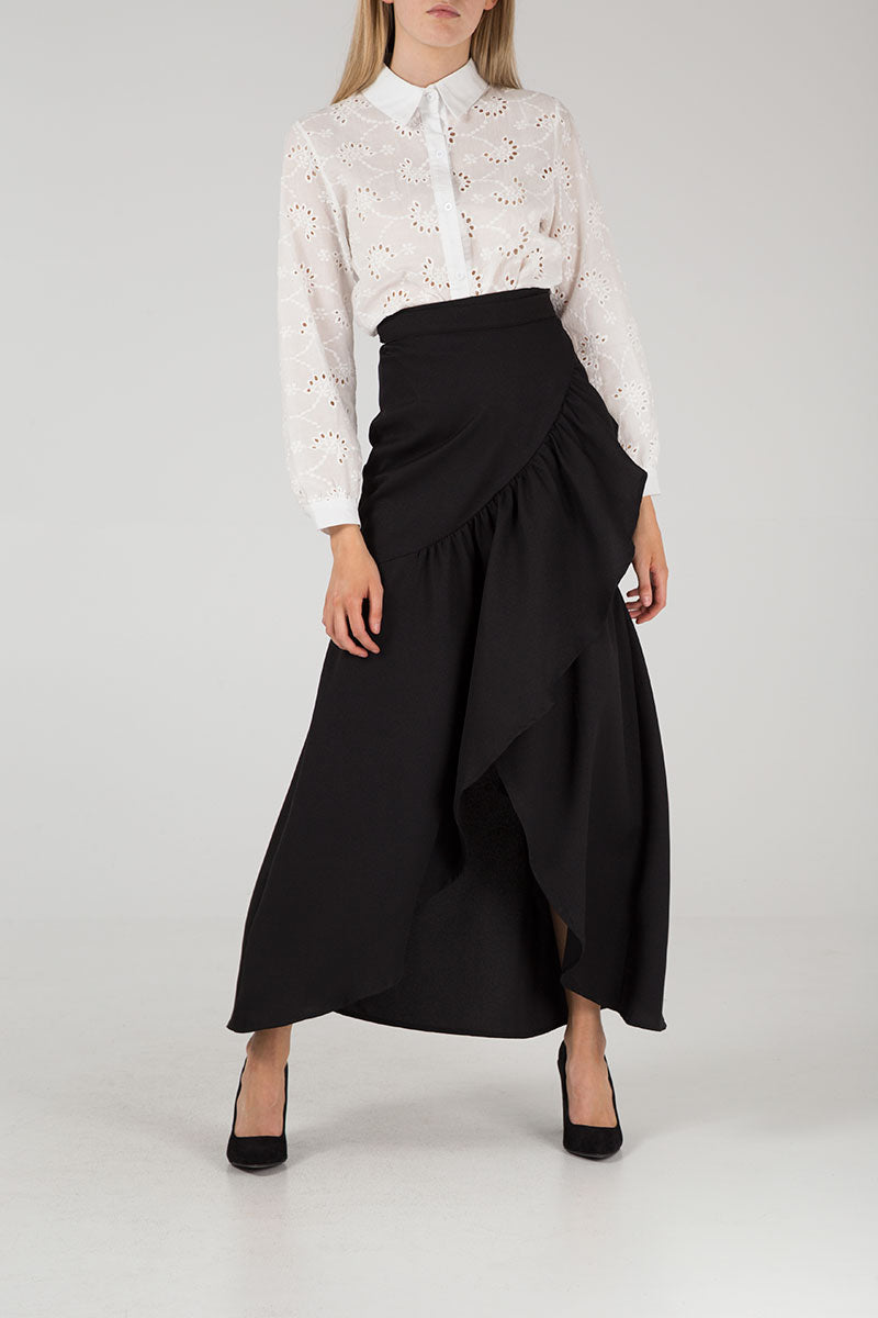 Qed London Frill Hem Wrap Maxi Skirt