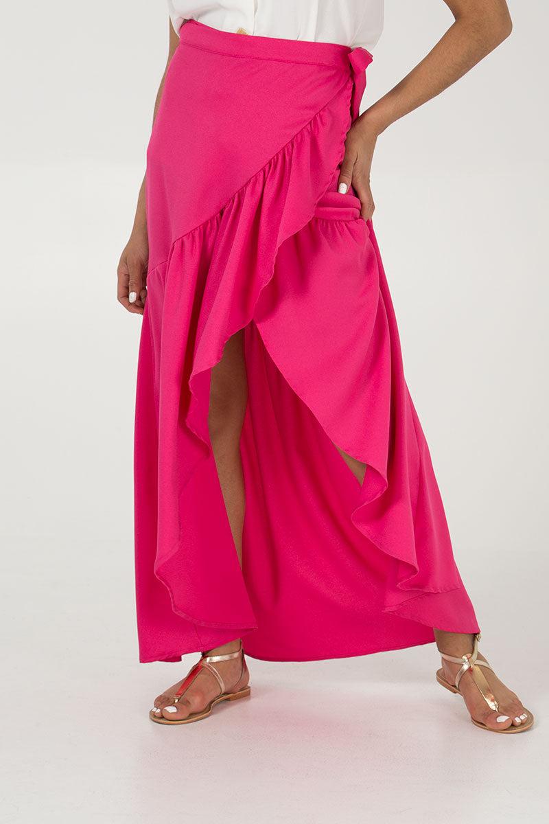 qed london Frill Hem Wrap Maxi Skirt