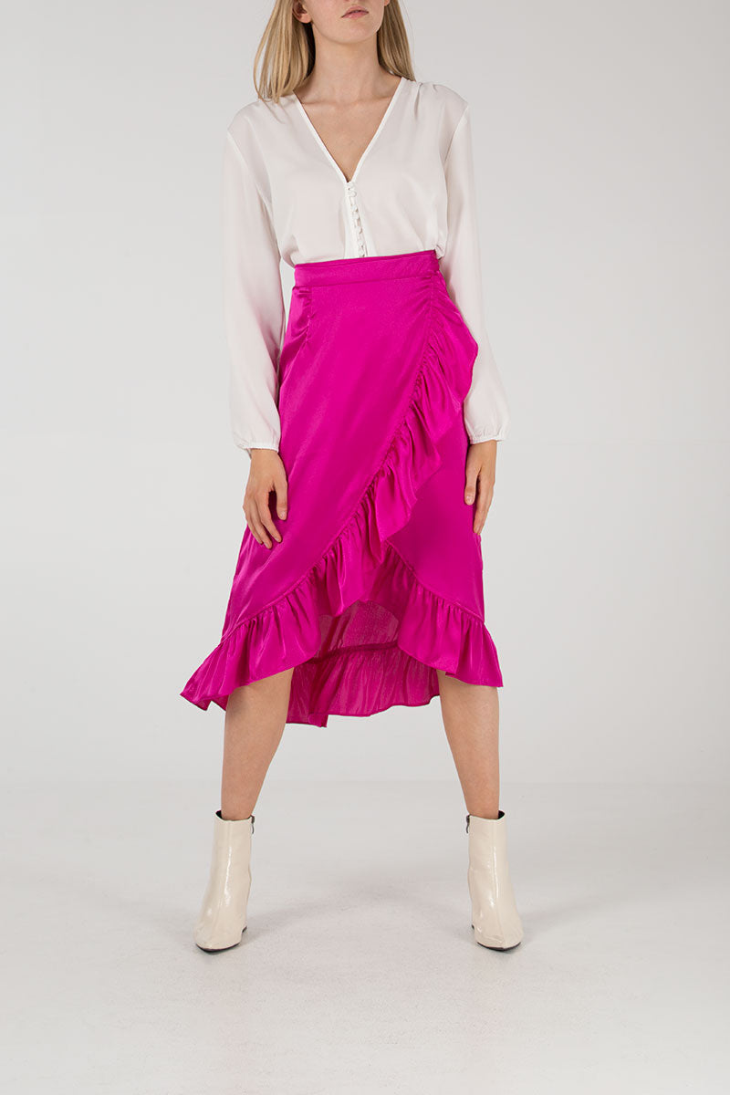 qed london Frill Hem Wrap Skirt